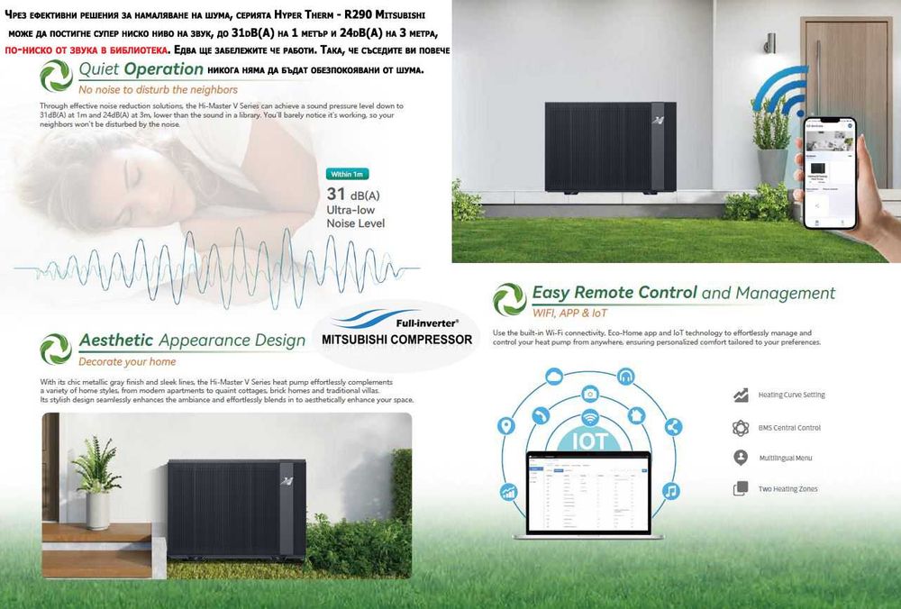 13.45 KW Инверторна МОНОФАЗНА ТЕРМОПОМПА Hyper Therm, до 75 градуса