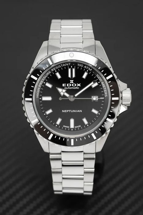 Швейцарские дайверские часы EDOX Neptunian, механика 1000 метров!
