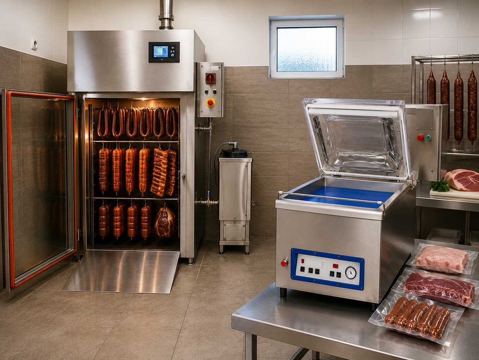 Linie procesare carne si obtinere de mezeluri, afumaturi si specialități din carne - Productivitate 1 Tona /zi