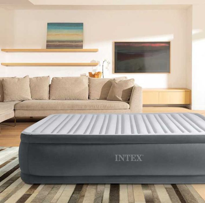 Saltea Pat Gonflabil Intex 2 Persoane Cort Oaspeti Dormit 203x152x46cm