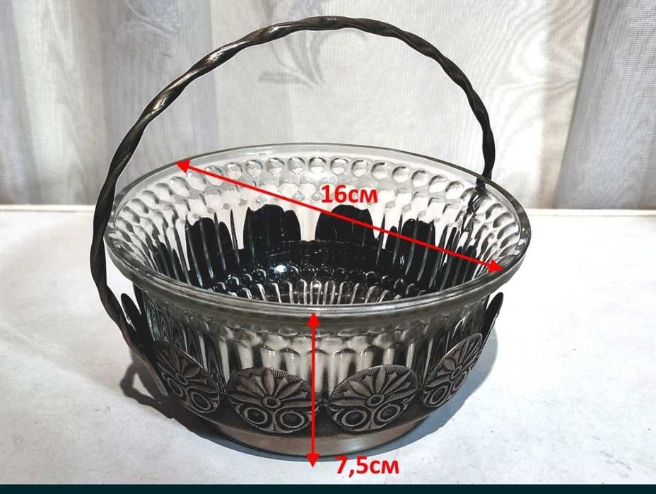 Мельхиор хрустальная сахарница