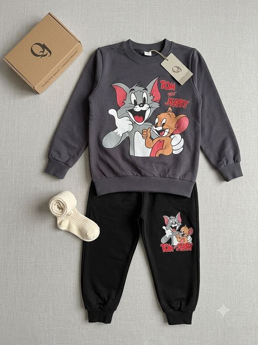 Детски памучен анцуг Tom & Jerry (комплект от 2 части) – Размери 104-128
