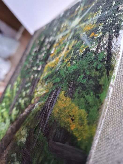 Tablou pictat manual „Șoaptele pădurii” –peisaj natură