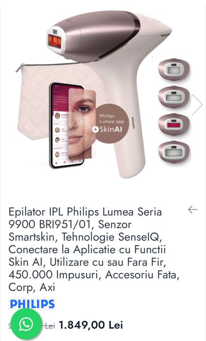 Philips Lumea IPL Hair Removal 9900 4 capete, Skin AI, 2025, Sigilat, transport inclus