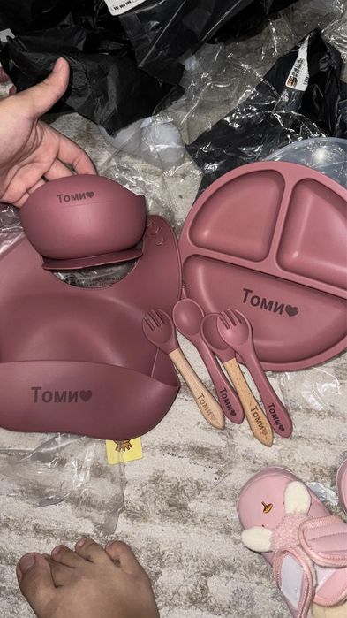 Детская силиконовая посуда/ Силиконовый набор посуды для детей