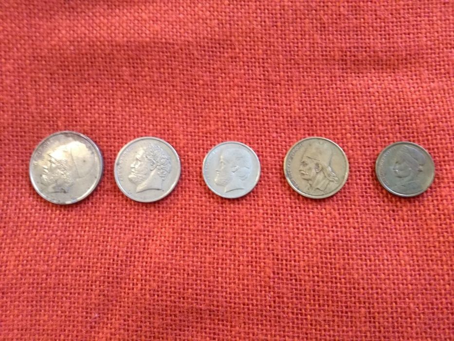 Гръцки монети, 5 броя, емисии от 1978г. до 1982г