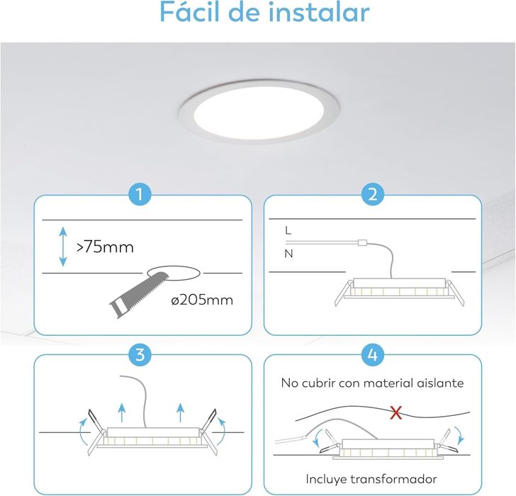 Pachet de 3+1 spoturi LED încastrate 18 W, 4000 K (lumină neutră
