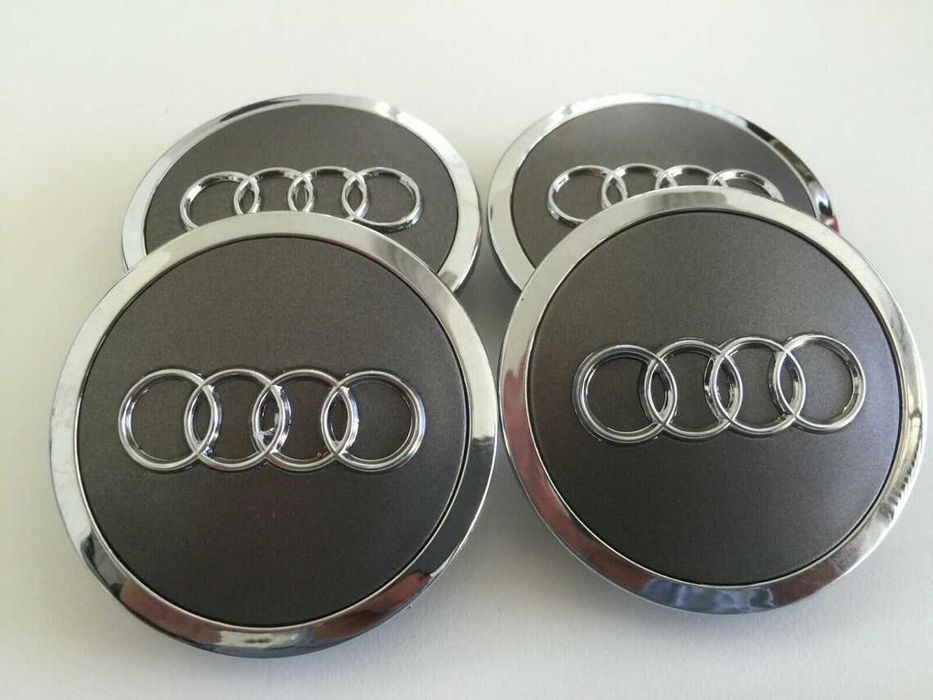 Set 4 Embleme Capace Jante Roti Audi 69MM Negru/Gri/Crom 4B0601170A