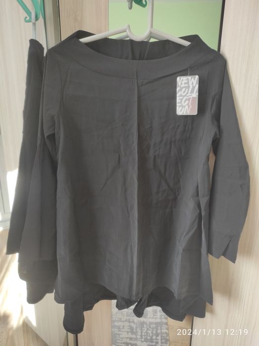 Матирана черна дамска елегантна туника