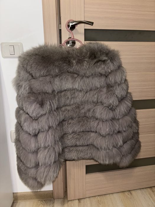 vand geaca de vulpe polara gri