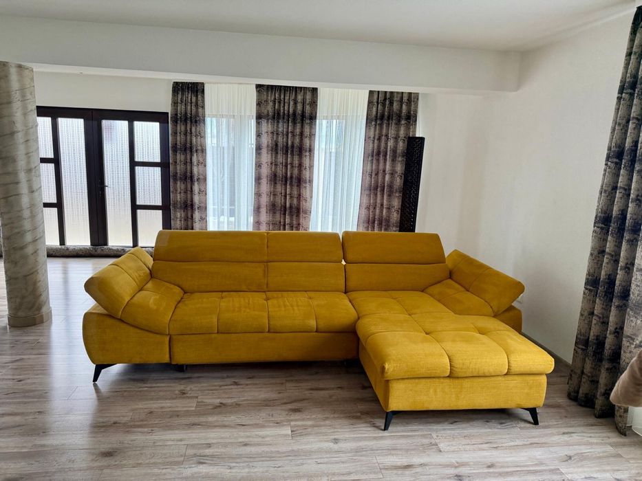 Coltar/canapea extensibil Bridge 297/171 cm 4 persoane galben mustar