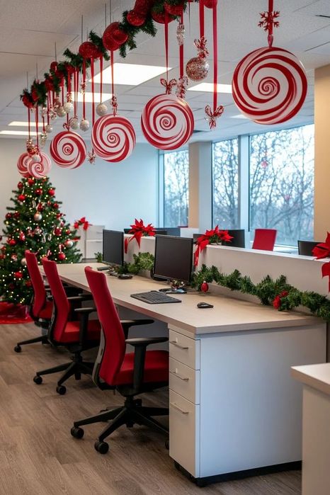 Новогоднее оформление офисов и кафе