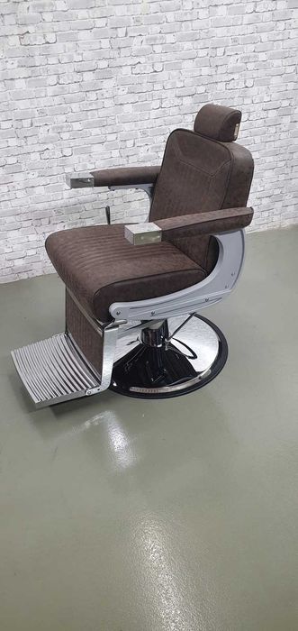 Бръснарски стол Glory - кафяв/черен/червен