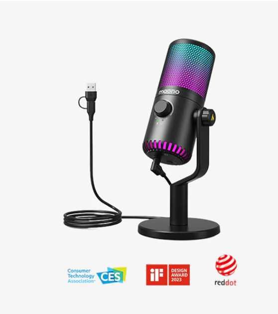 микрофон maono dm30rgb белый и черный цвет , начни знакомство с maona