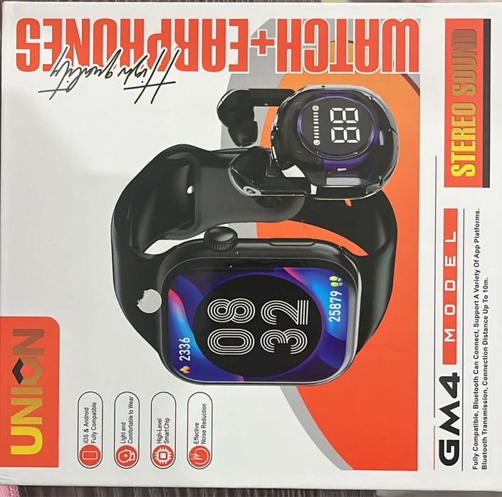 Электронный часы, наушники Union