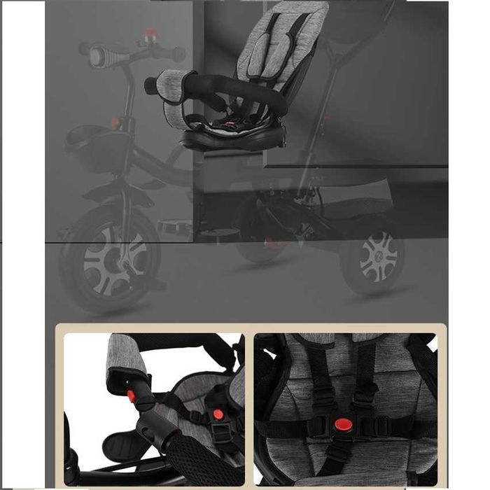 Tricicleta pentru copii, cos de depozitare, 18 luni - 5ani , gri