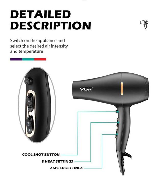 Уникален сешоар VGR V-433