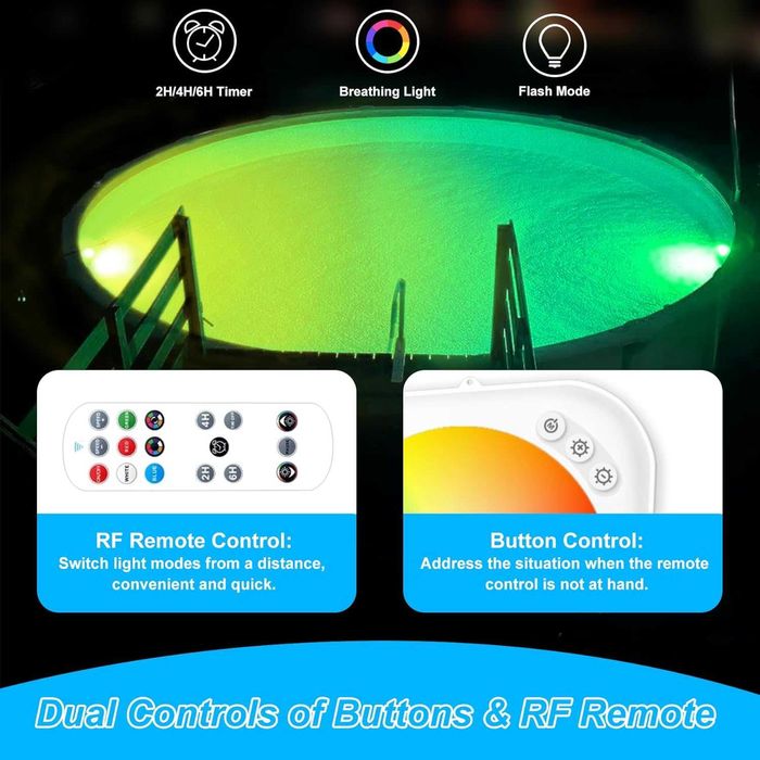 НОВО! LED осветление за басейн, акумулаторно, RGBW, с дистанционно