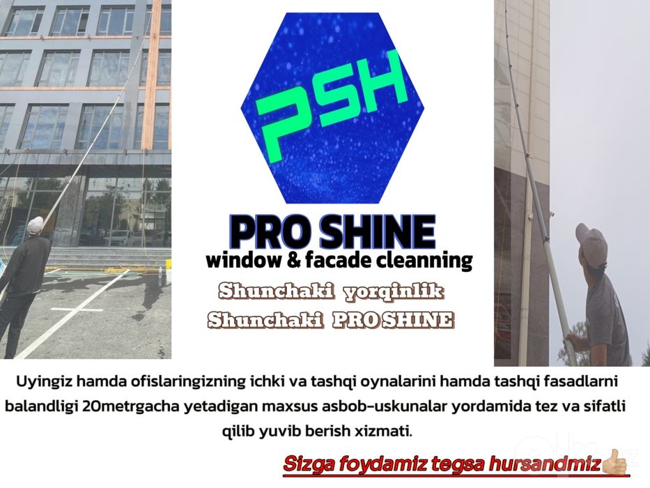 toshkent shahri boʻylab Oyna va fasad yuvish hamda tozalash xizmati vi