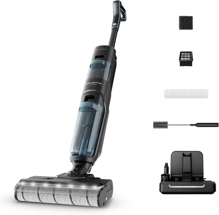 Нова Вертикална Безжична Прахосмукачка за Сухо и Мокро Почистване Rowenta X-Clean 5 GZ5555/7EE, 2 години Гаранция, Синя или Бяла