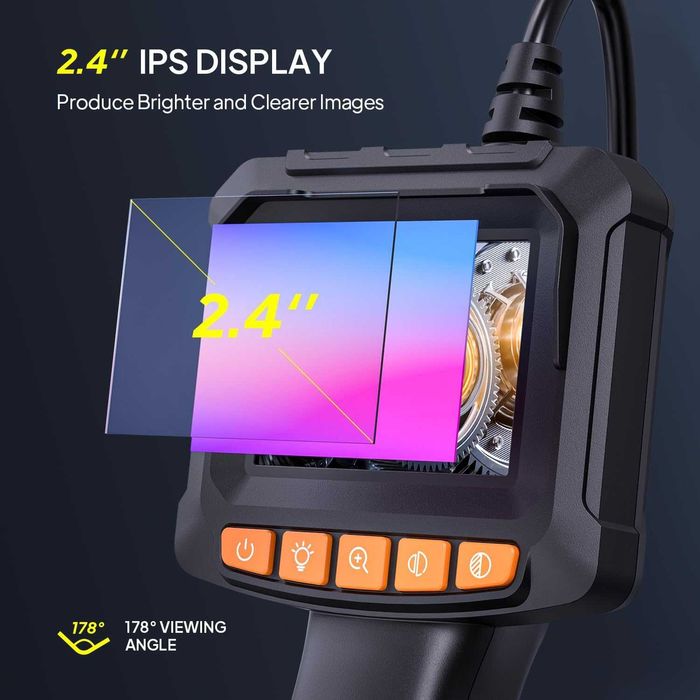 Ръчен индустриален авто ендоскоп Qimic 1080P Full HD 2.4" IPS дисплей