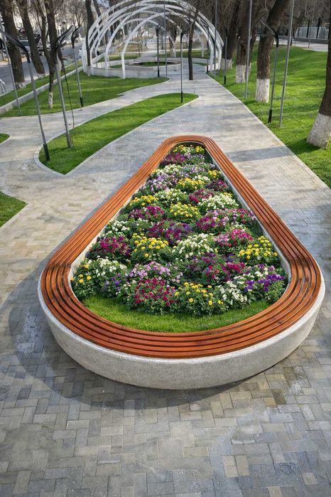 бетонная скамейка уличная садовая beton hovli skameykasi park