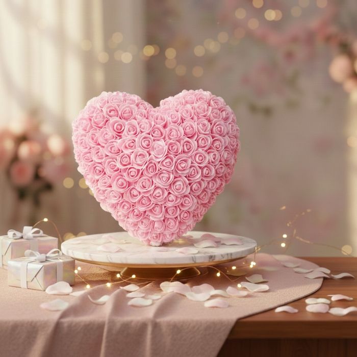 Декоративно сърце от изкуствени рози