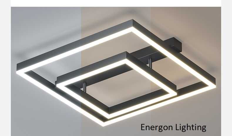 Луксозна LED лампа висок клас плафон  три цвята квадрат спалня хол дет