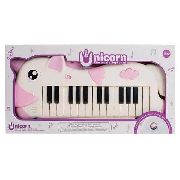 Детска йоника Еднорог, Със светлини, звуци и 25 песнички, Розов