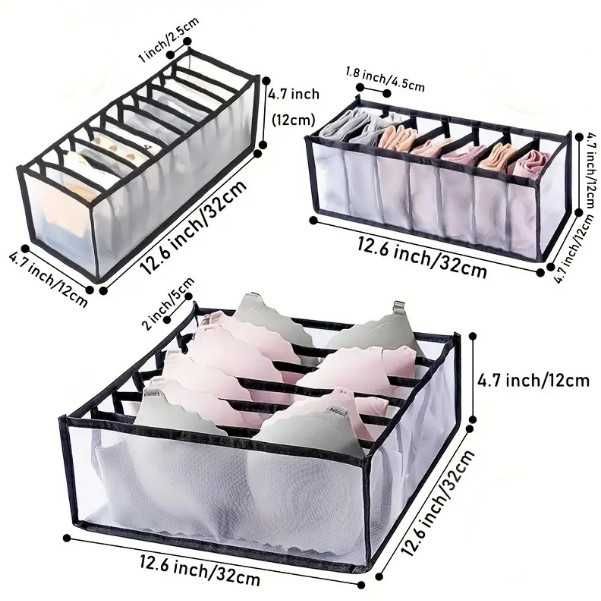 Органайзер за бельо, кърпи, гащи, чорапи и сутиени – 3 броя