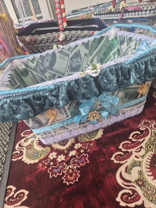 Coș de CADOU  din catifea și paiete diverse modele