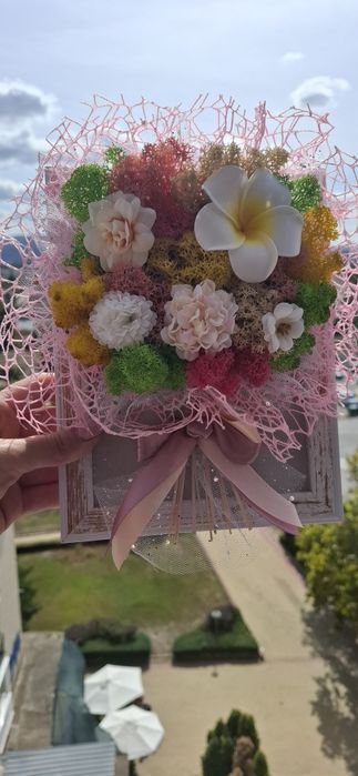 3D букет от скандинавски мъх в рамка