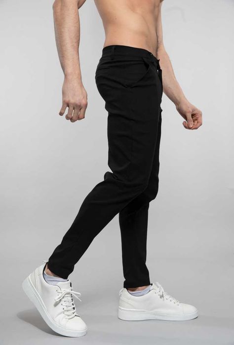 Pantaloni barbati casual, skinny fit, viscoza, Alb