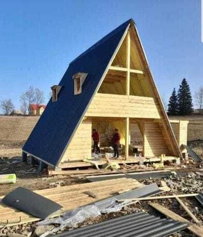 Vand casa modulara sau tip A frame pe structura metalica sau lemn 8x8m