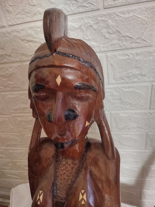 Statueta mare lemn indigen africa NUD FEMEIE AFRICANA H - 50 cm