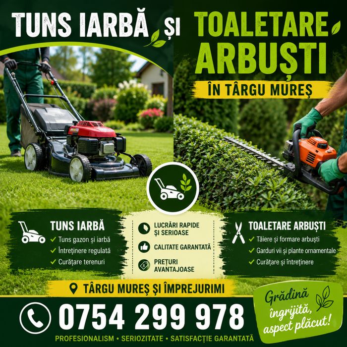 Servicii de tuns iarba si toaletare arbusti  in targu mures