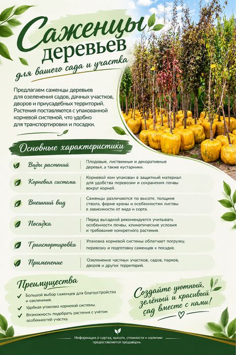 Продается саженцы деревьев