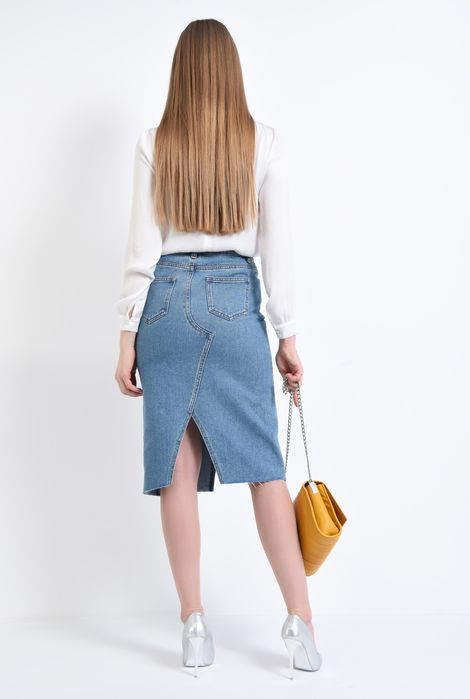 Fusta asimetrica din denim  Poema