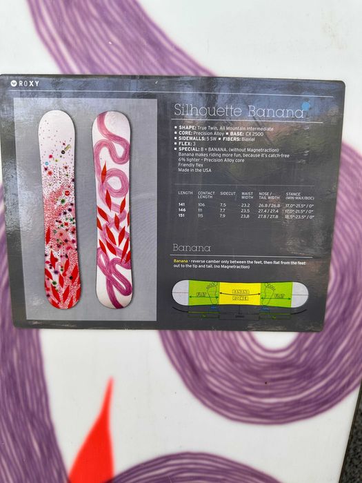 placa noua snowboard roxy silhouette banana L141cm