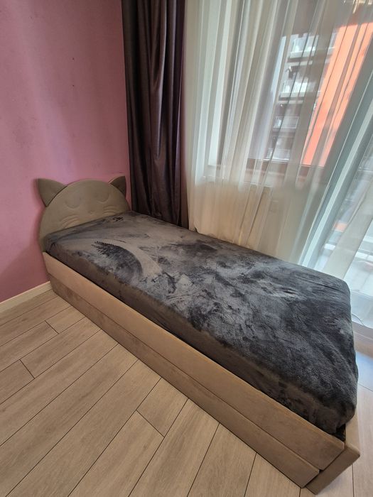 Pat copil 90x200 Pisica cu spatiu depozitare.