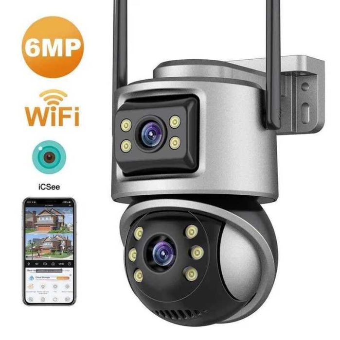 Двойна Външна WiFi Камера A32 с два ектрана 4MP+4MP, ICSee