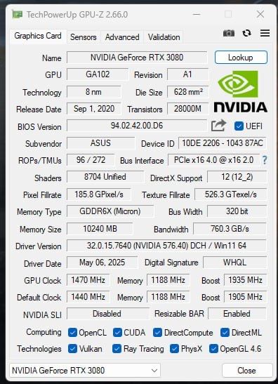 Видкокарта RTX 3080 ASUS ROG STRIX
