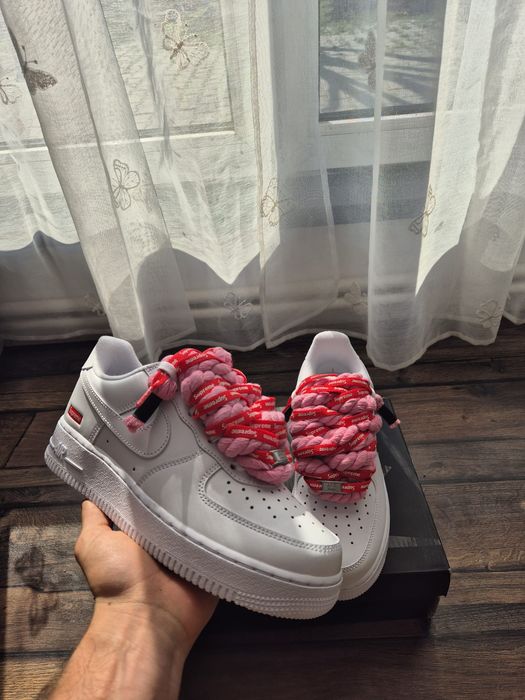 Nike Air Force 1 Low x Supreme White – Custom Rope Laces – Mărimea 39