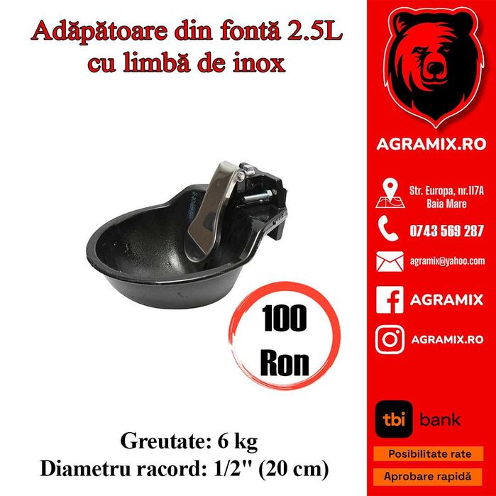 Adapatoare noi fonta de 1.5-2.5L si 3L pt animale, Agramix