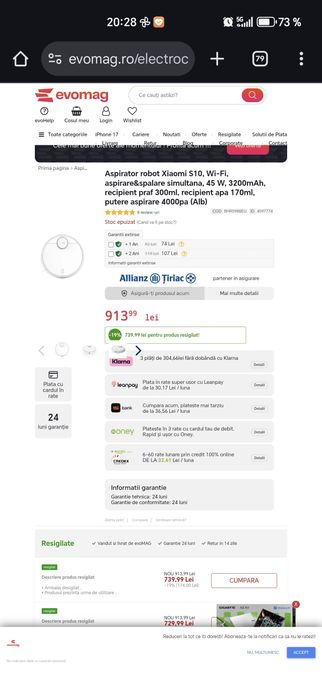 Aspirator robot Xiaomi S10, funcție mop