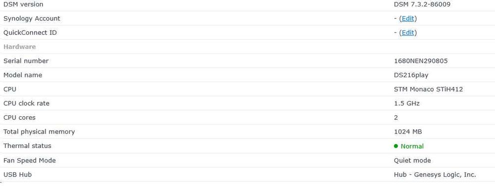 НАС сторидж сървър Synology DS216play