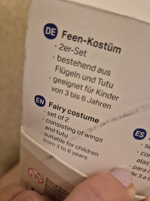 Costum zana fetita, set aripi + tutu, nou, 3-6 ani