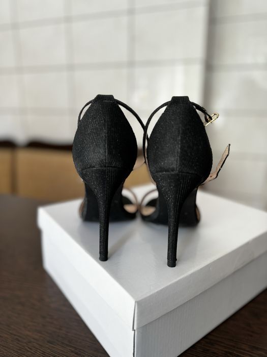 Sandale cu toc, negru, marimea 36