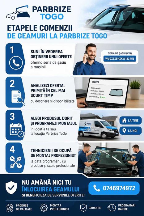 Montaj parbriz la domiciliu