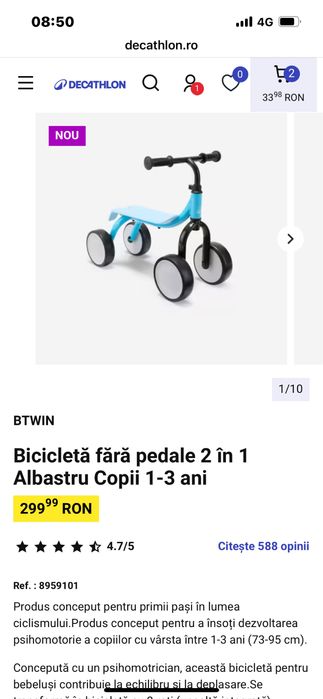 Bicleta copii BTwin 2in1
